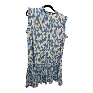 Blue and White Ruffle Dress boutique style